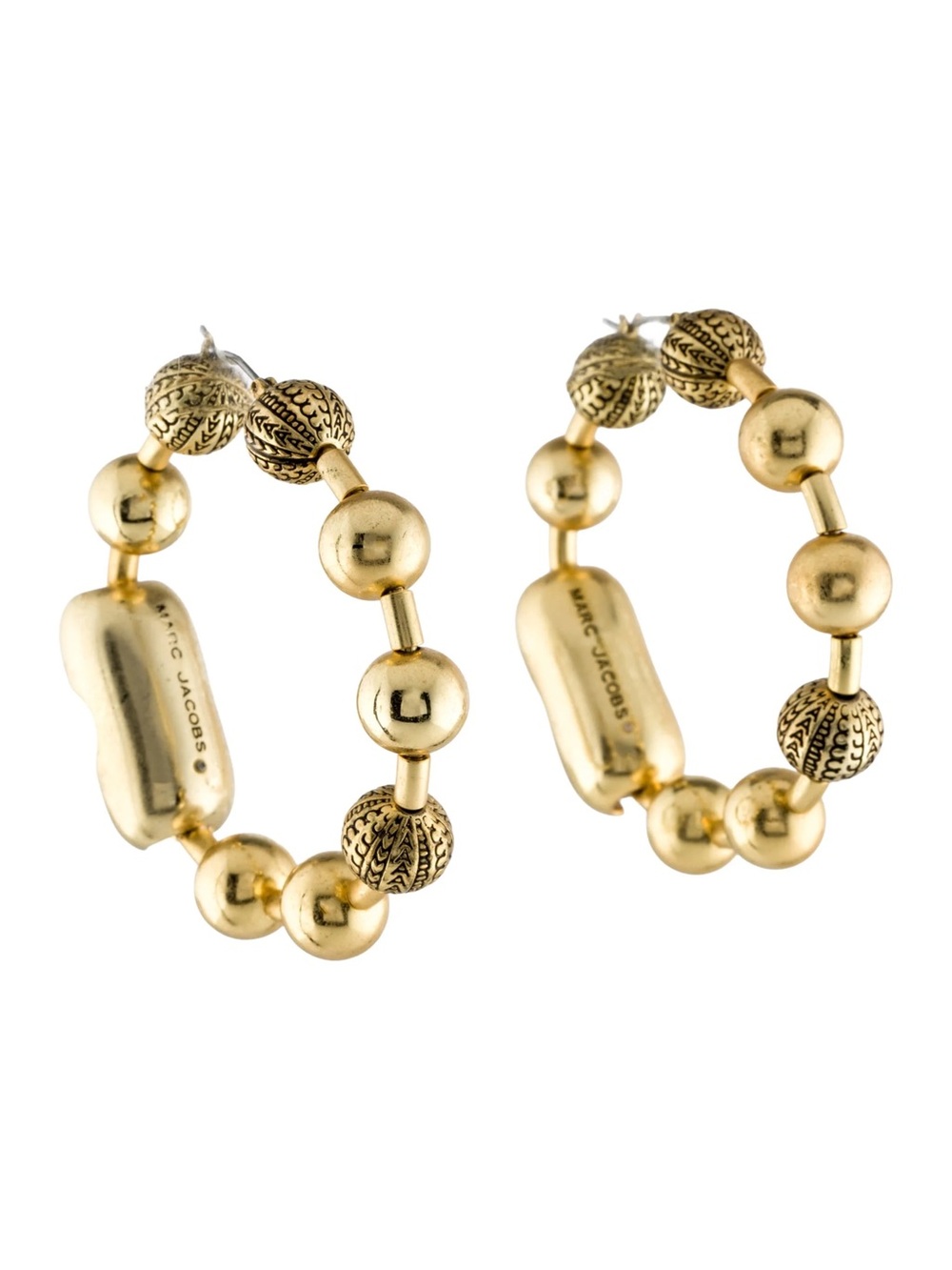 NWT Marc Jacobs Gold-Tone Beaded Hoop Earrings